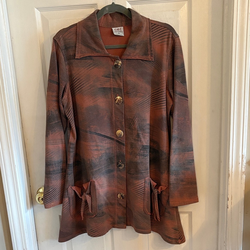 CMC by Color me Cotton Women's M Cotton Brown Orange button down Jacket